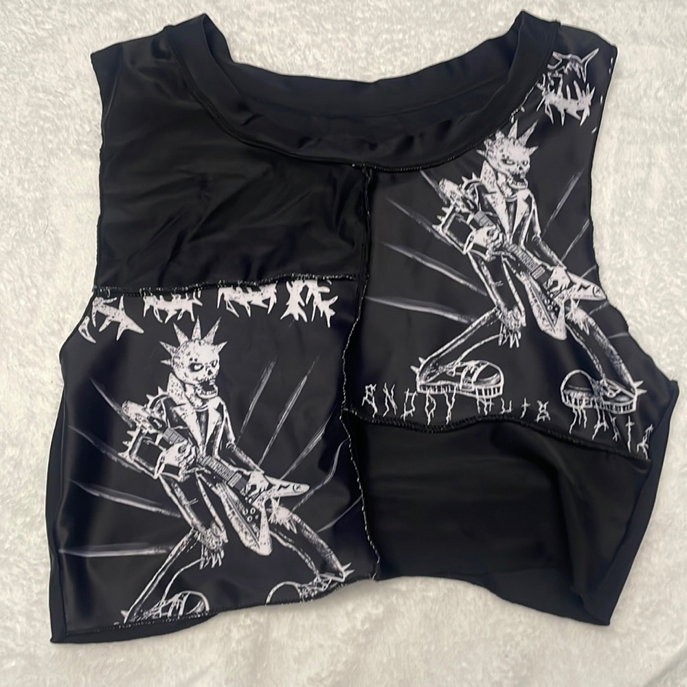 Romwe rockstar cropped tang top